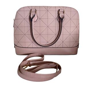 Aldo Blush Pink Dome Faux Leather Satchel Handbag with Shoulder/Crossbody Strap